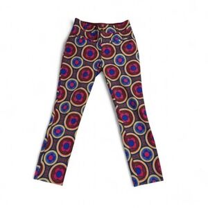 Anthropologie pink, brown, green, blue patterned pants Size 2